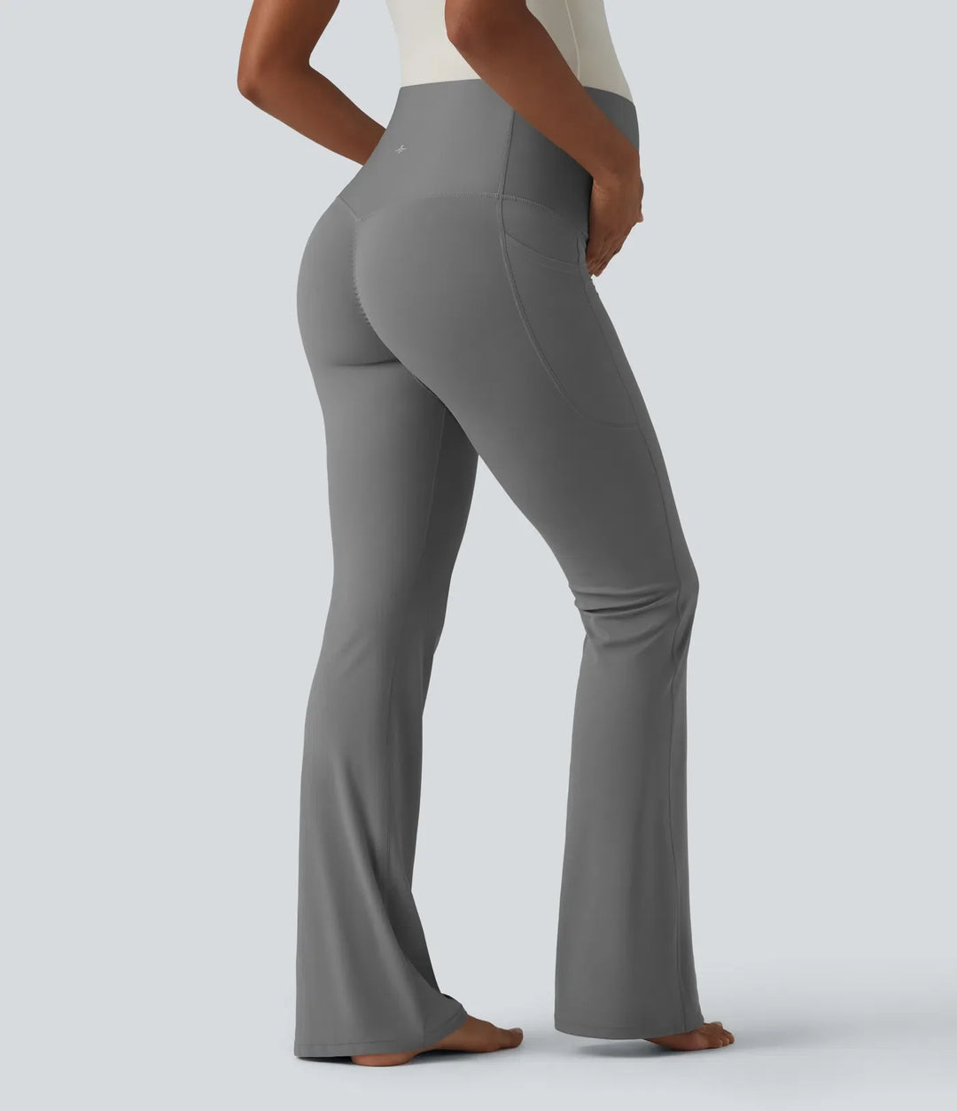 SoftlyZero superhög midja utsvängd yoga mamma leggings med fickor