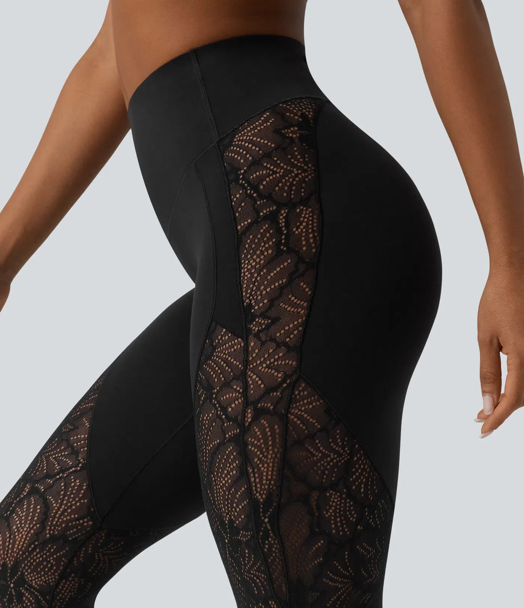Halara UltraSculpt med hög midja och magkontroll kontrastspets yoga 7/8 leggings med ficka