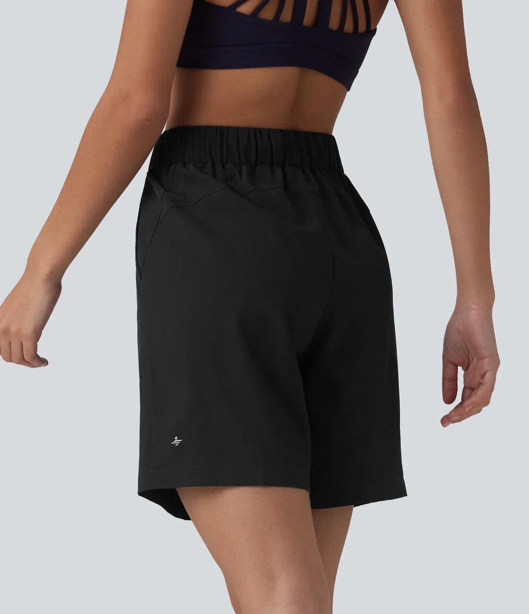 Med hög midja resårmidja dragsko plisserad yogashorts 7&