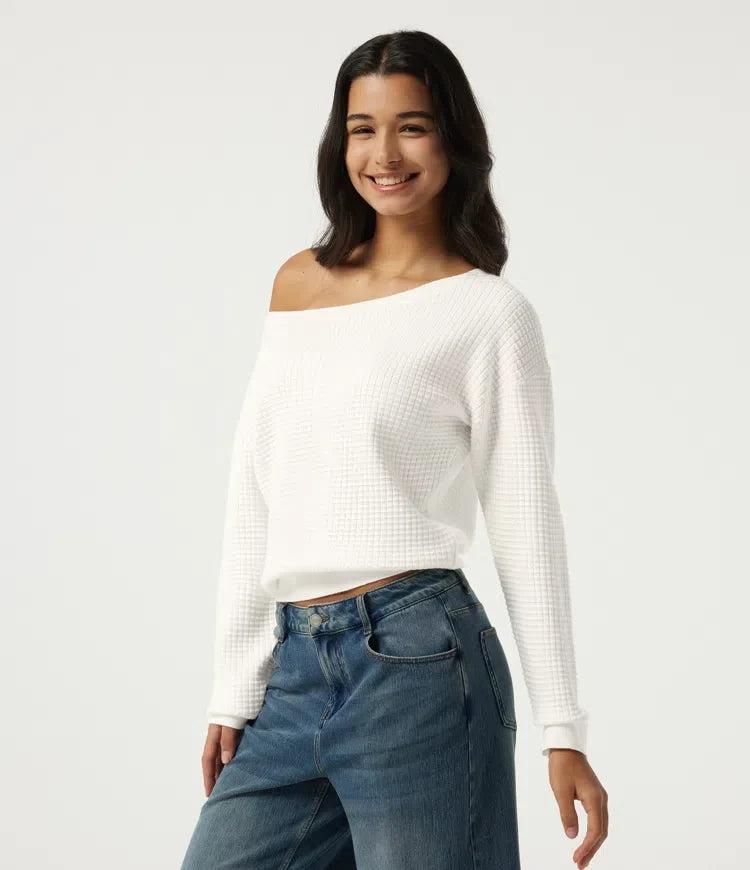Långärmad våffelstruktur vardagströja