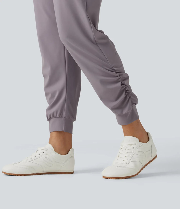 Halara UltraSculpt med hög midja dragsko rynklad yoga joggingbyxor med fickor