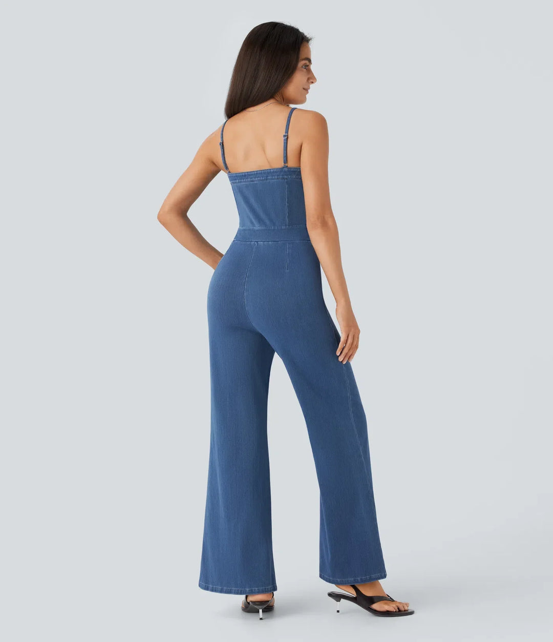 Lyckera Flex tvättad denim vardaglig jumpsuit