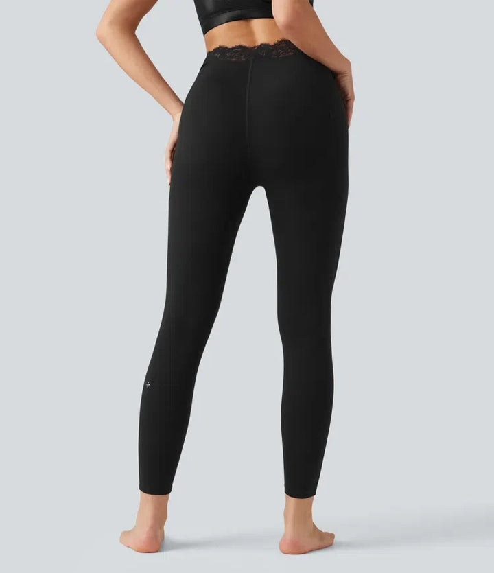 Halara UltraSculpt V-formad med hög midja kontrastspets yogaleggings med fickor