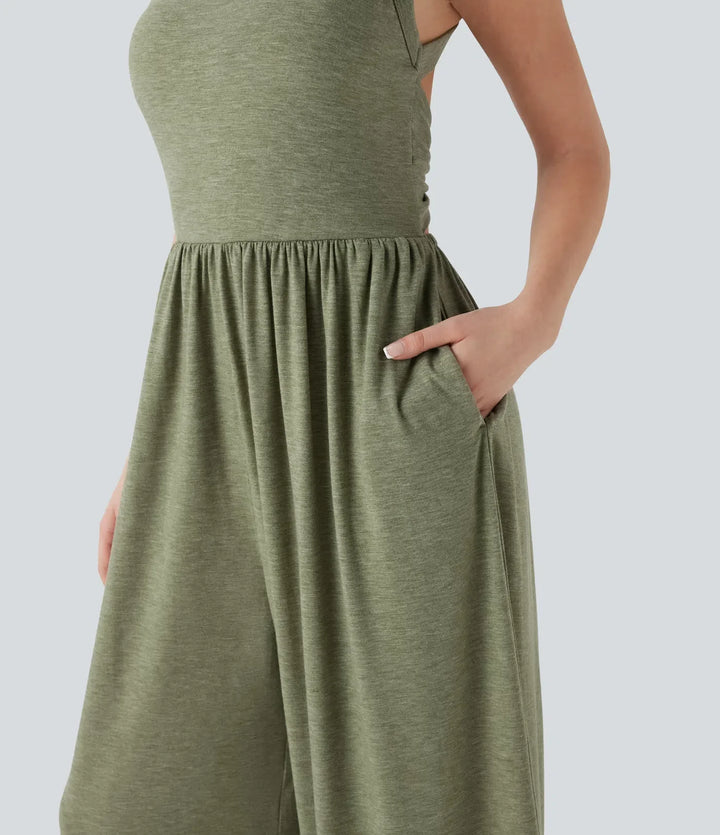 Inbyggd BH vida ben vardaglig jumpsuit med fickor-Easy Peezy Edition
