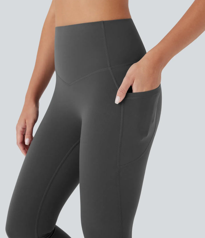 Halara UltraSculpt med hög midja rumplyftande magkontroll ficka formande capri träningsleggings