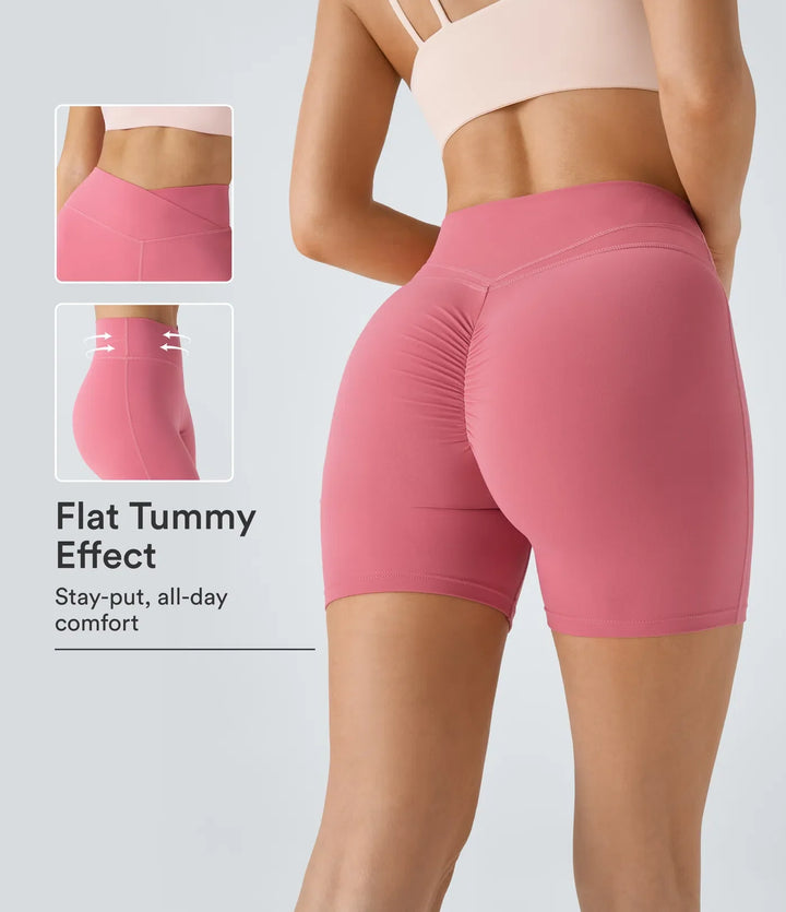 SoftlyZero Plush med hög midja omlott rynklad yogashorts 5&