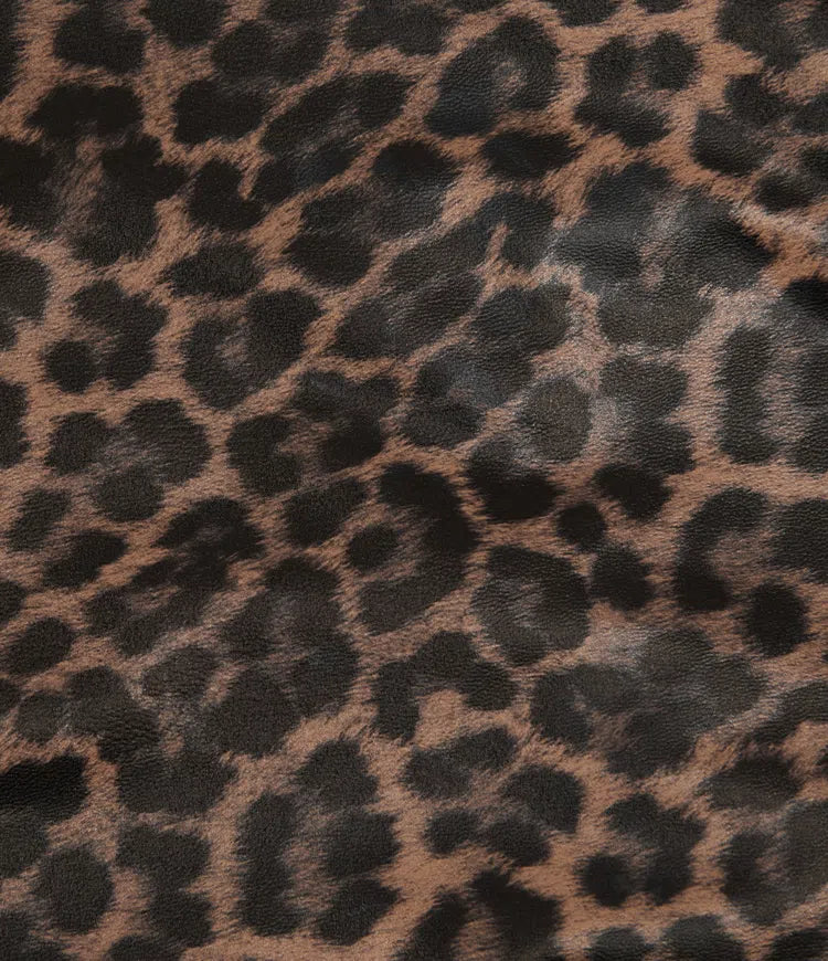Med hög midja och magkontroll stretchig PU leopardmönstrad fest mini kjol med inbyggd shorts – längre modell
