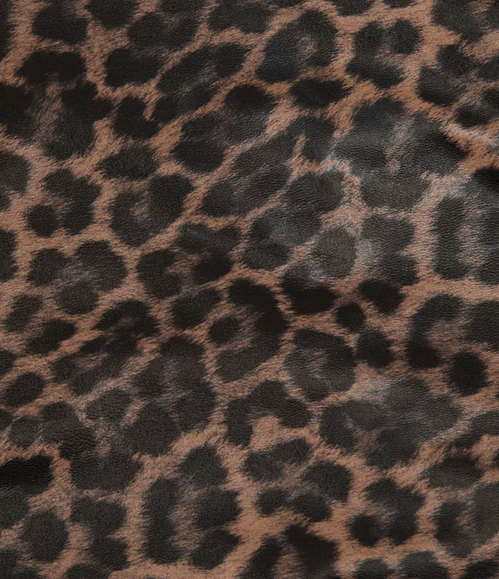Med hög midja och magkontroll stretchig PU leopardmönstrad fest mini kjol med inbyggd shorts – längre modell