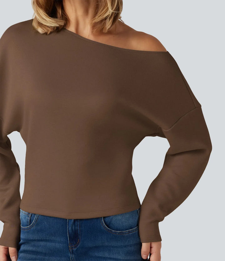 SpacerTek enaxlad lång fladdermusärm asymmetrisk vardaglig Sweatshirts