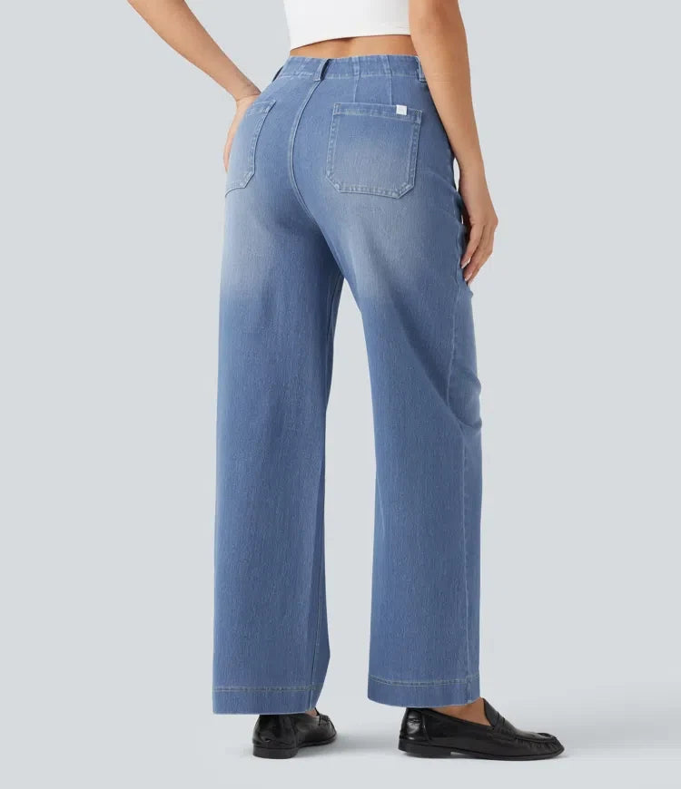 Halara Flex med hög midja raka ben vardagsjeans med fickor
