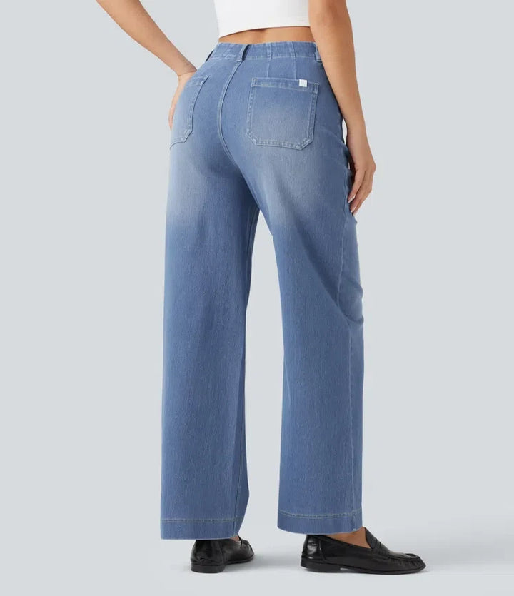Halara Flex med hög midja raka ben vardagsjeans med fickor