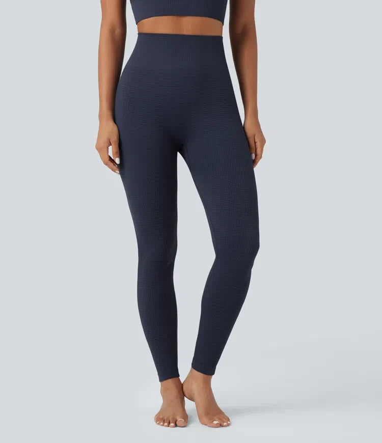 OneForm sömlös följsam våffelstruktur med hög midja 7/8 yogaleggings