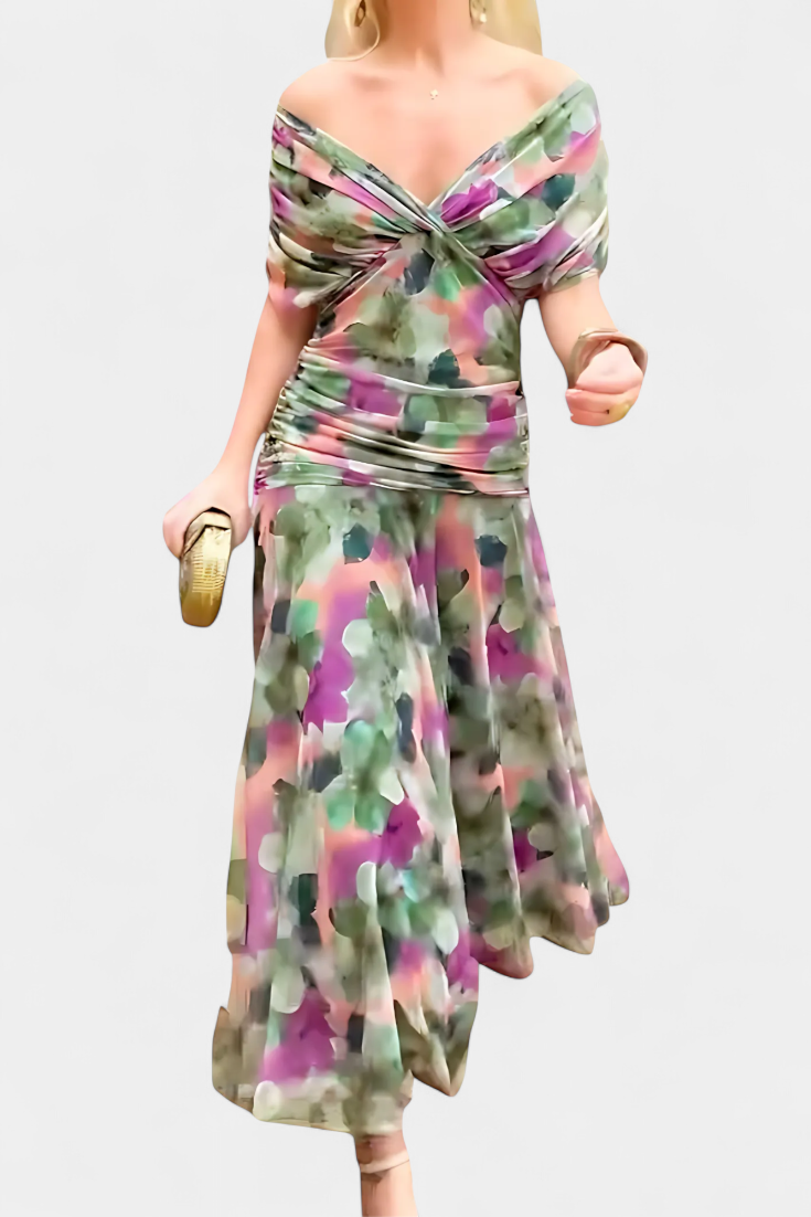 VALENTINA VILDBLOMMIG V-KLÄNNING