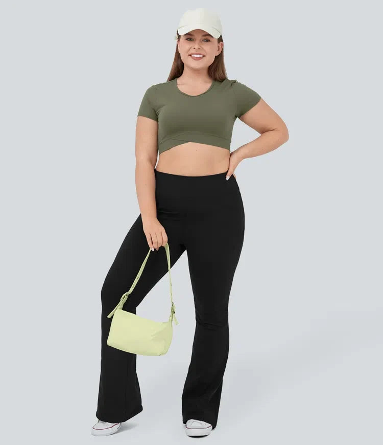 DayStretch med hög midja och ficka utsvängd yoga leggings i plusstorlek