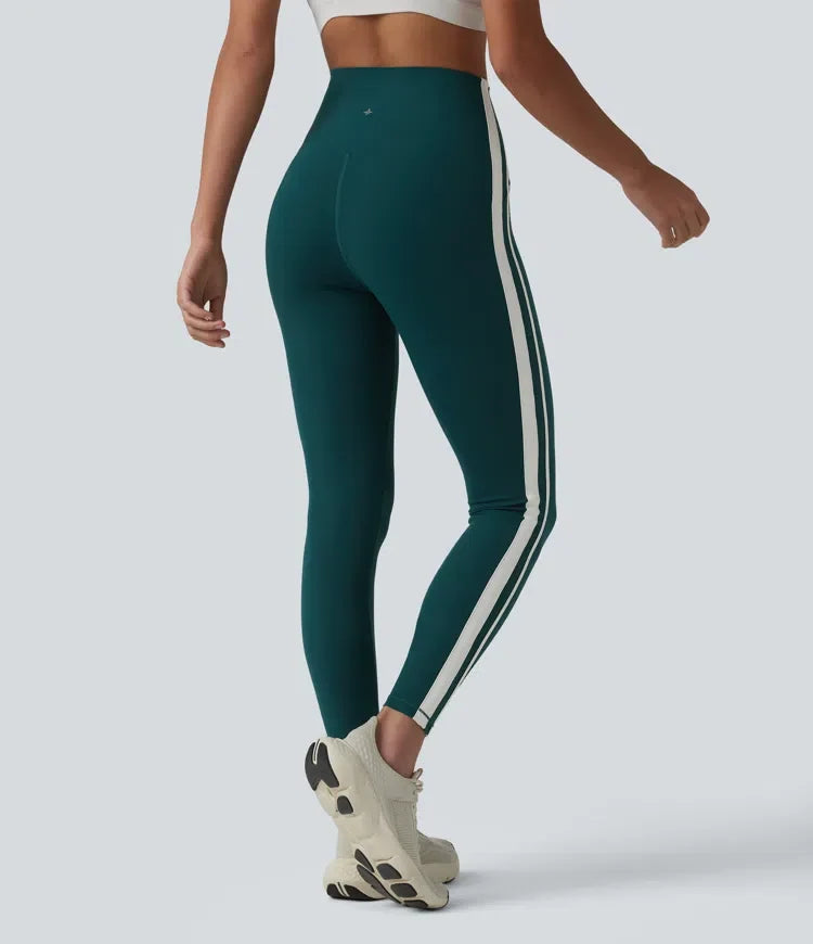 Halara Ultrasculpt med hög midja magkontroll sida rand yoga 7/8 leggings