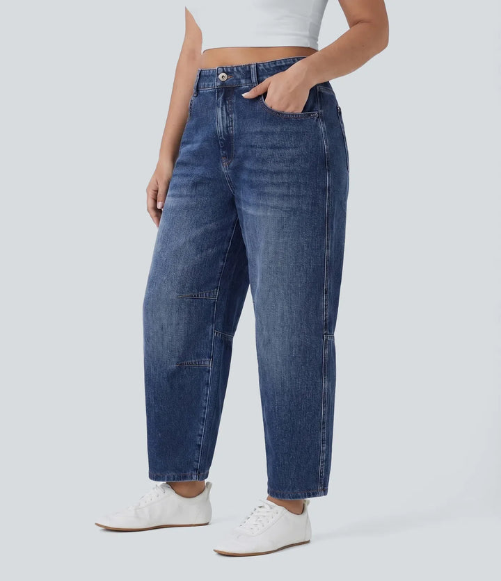 Halara Flex med låg midja ballongformade ben vardagsjeans i plusstorlek med fickor