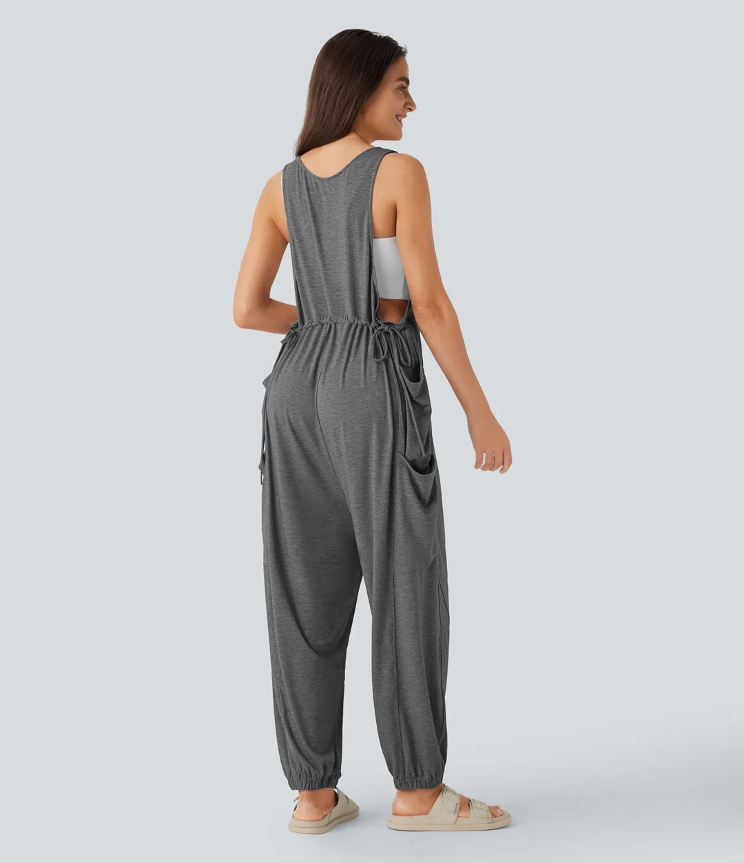U-ringad dragsko fickor vardaglig jumpsuit