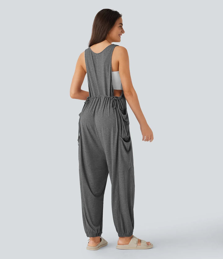U-ringad dragsko fickor vardaglig jumpsuit