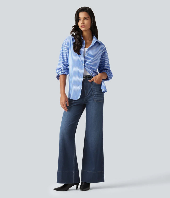 Lyckera Flex högmidjad utsvängd jeans med fickor