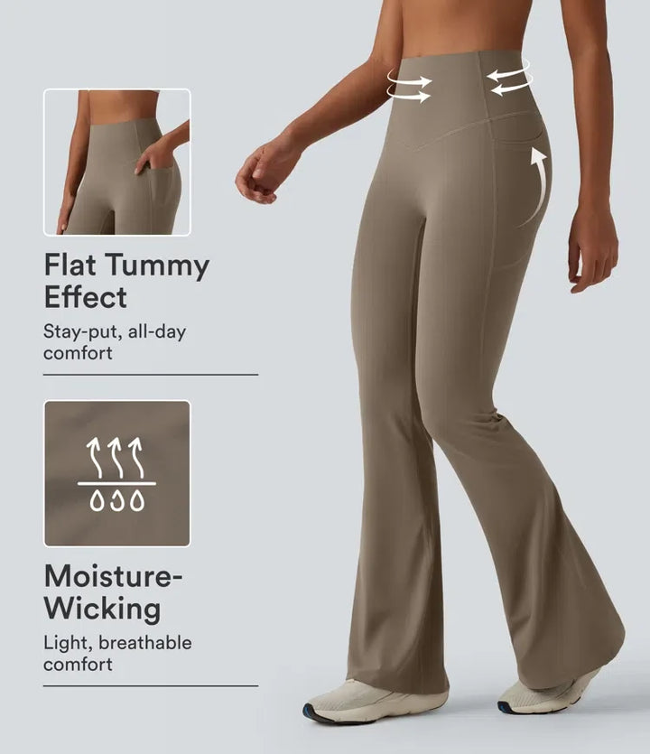 Lyckera UltraSculpt högmidjad magkontroll utsvängd yogaleggings med fickor