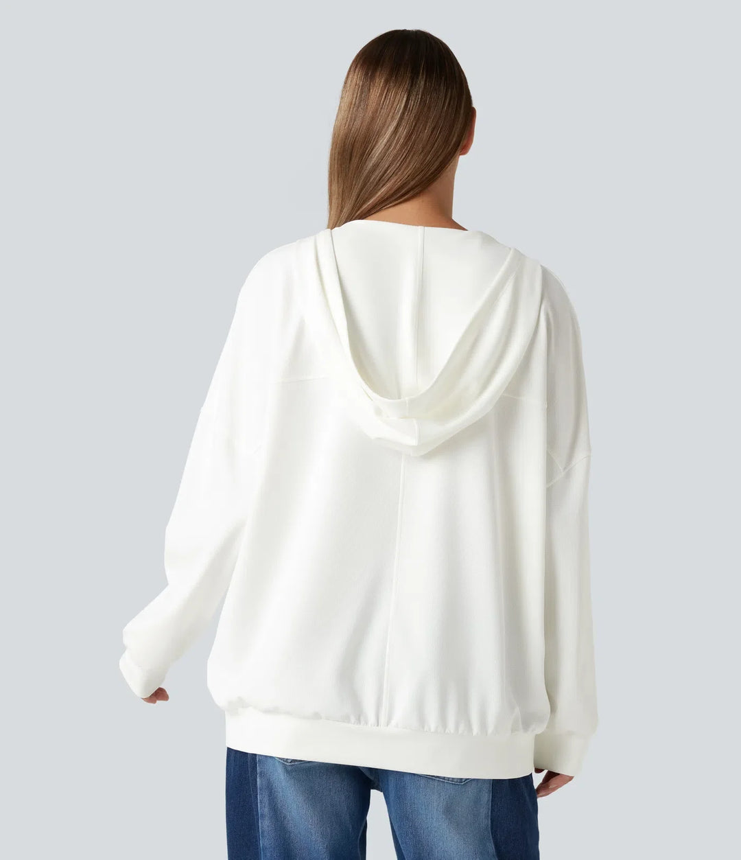 Med huva V-ringad långärmad avslappnad vardaglig sweatshirt med fickor