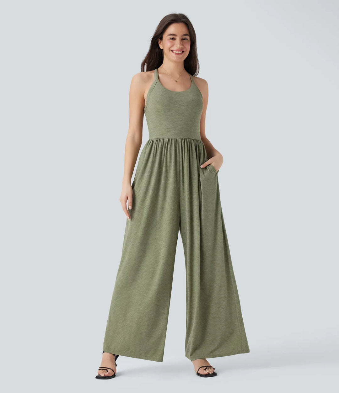 Inbyggd BH vida ben vardaglig jumpsuit med fickor-Easy Peezy Edition