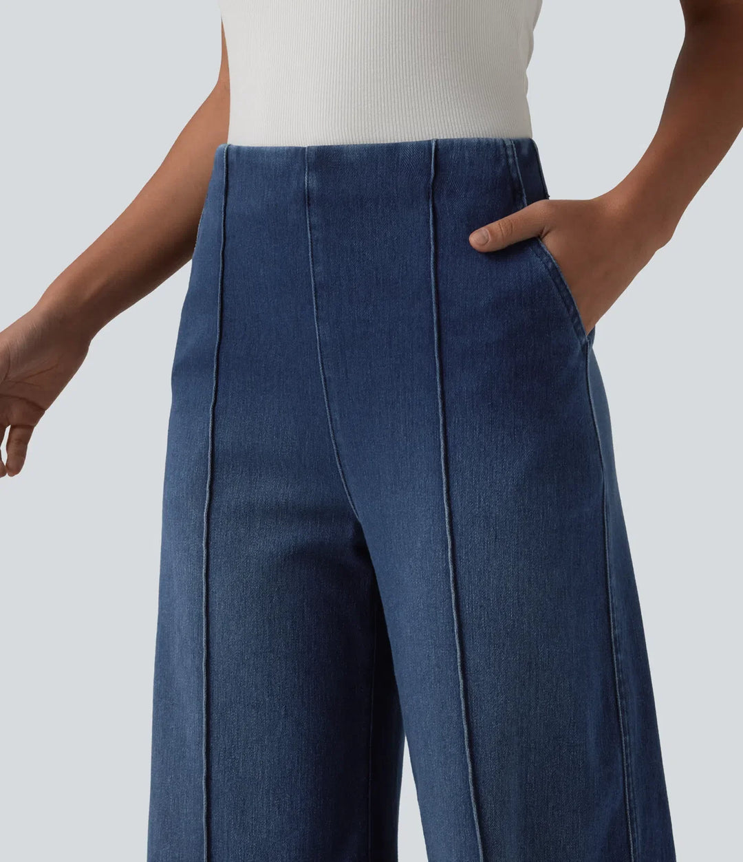 Halara Flex med hög midja vida ben jeans för arbete med fickor