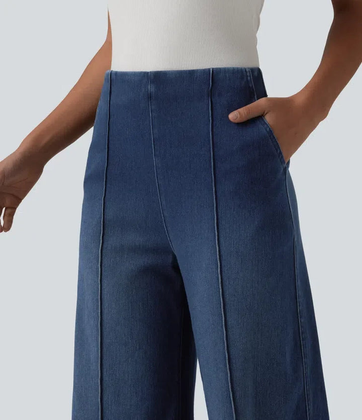Halara Flex med hög midja vida ben jeans för arbete med fickor