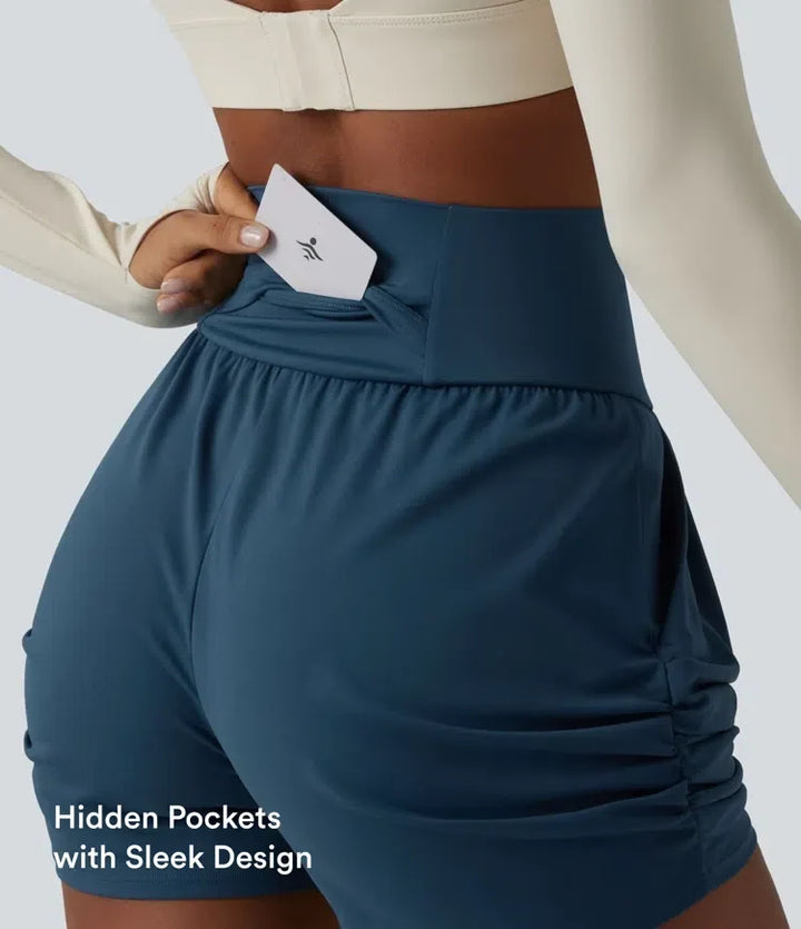 SoftlyZero luftig högmidjad rynkat InstantCool yoga shorts 3&