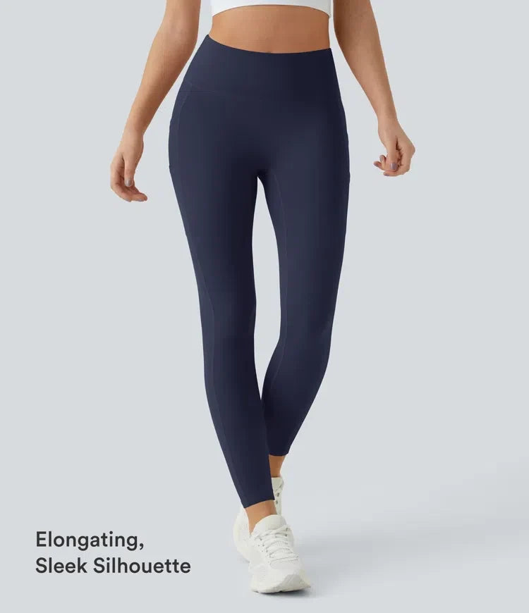 SoftlyZero med hög midja dubbla fickor enfärgad leggings