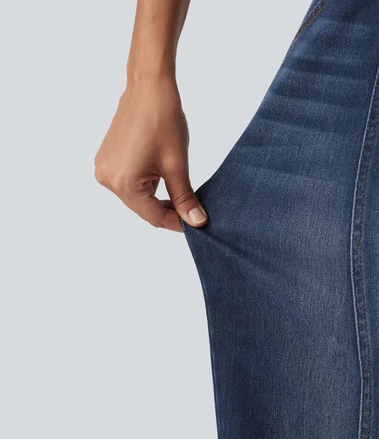 Halara Flex med medelhög midja vida ben vardagsjeans med fickor