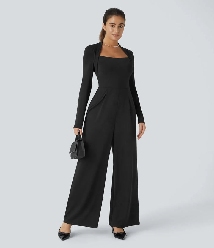 Långärmad vida ben jumpsuit
