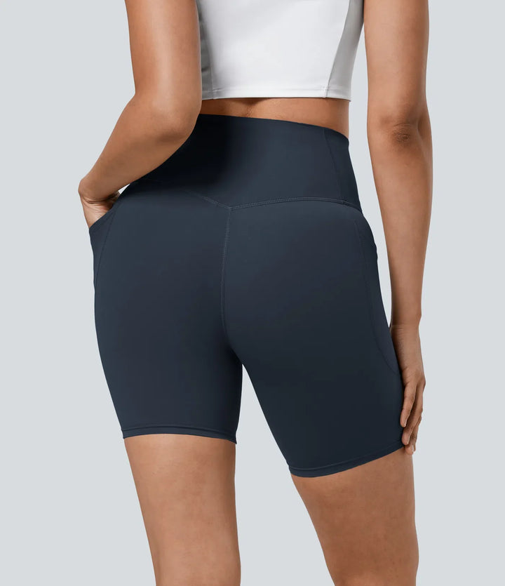 Lyckera UltraSculpt högmidjad magkontroll ficka formande träning bikershorts 7&