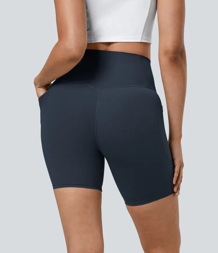 Lyckera UltraSculpt högmidjad magkontroll ficka formande träning bikershorts 7&