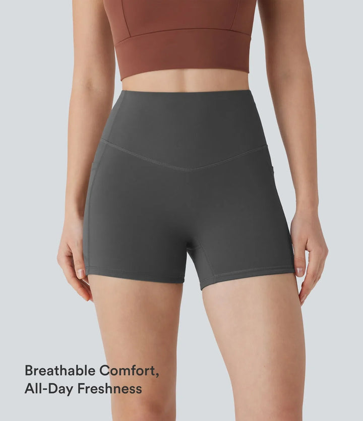 Lyckera UltraSculpt högmidjad magkontroll ficka formande träning bikershorts 3&