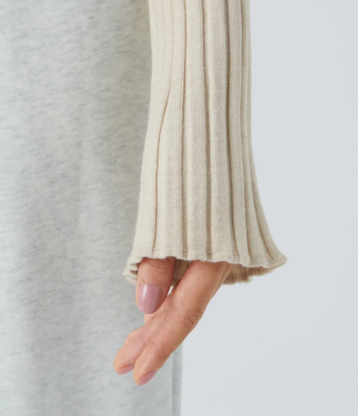 Rund hals långärmad volang vardaglig tröja