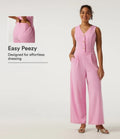 V-ringad ärmlös vida ben arbetsjumpsuit med fickor - Easy Peezy Edition