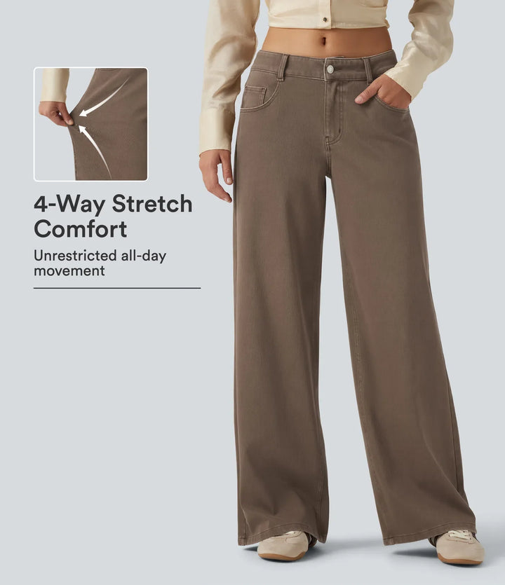 Halara Flex med låg midja vida ben vardagsjeans med fickor