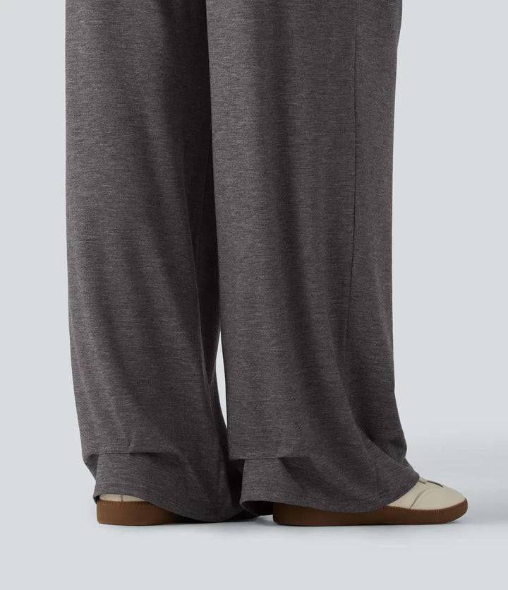 Med hög midja rynklad baggy yogabyxor med fickor