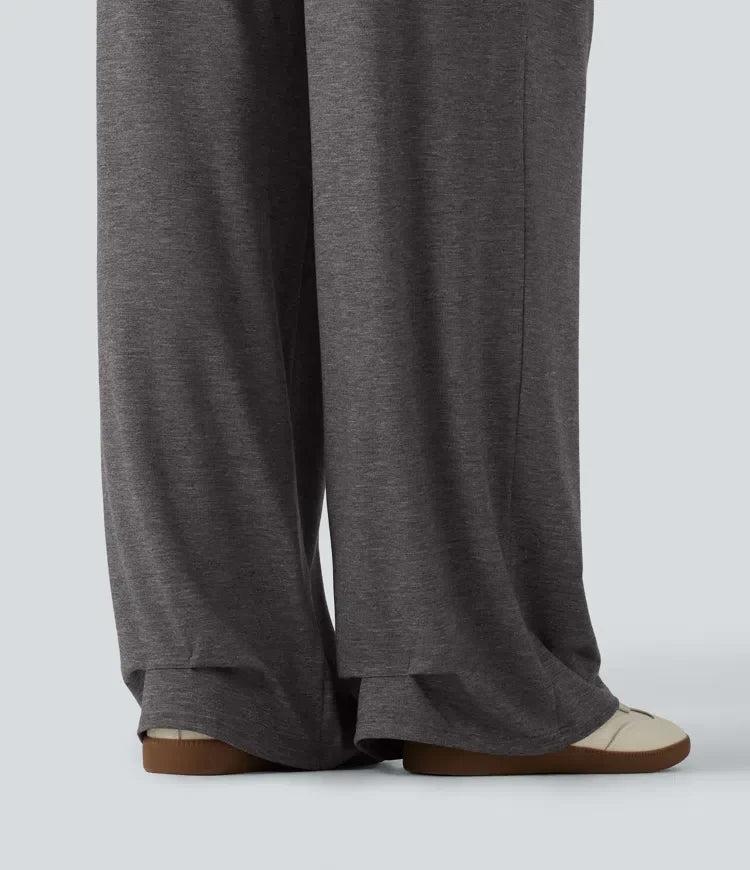 Med hög midja rynklad baggy yogabyxor med fickor