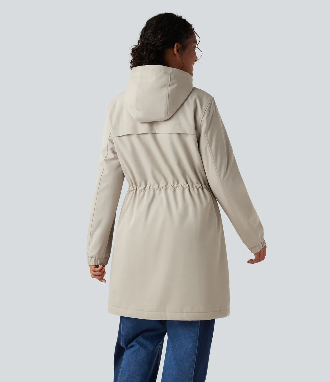 Med huva långärmad dragsko lång modell fleece vardaglig parkakappa med fickor