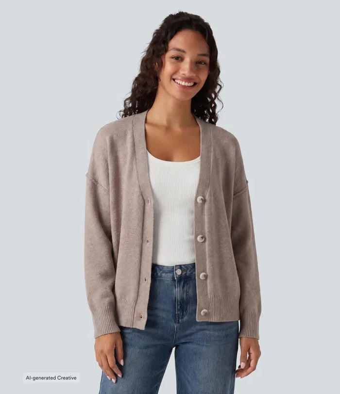 Nedhasad långärmad vardaglig cardigan
