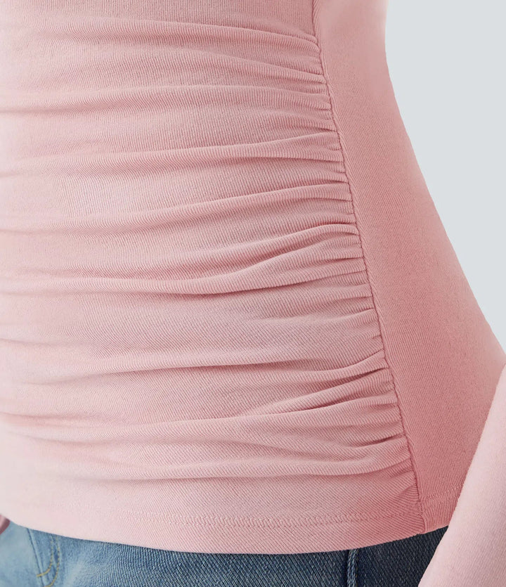 Trattkrage långärmad rynkat skinny värmande vardagstopp