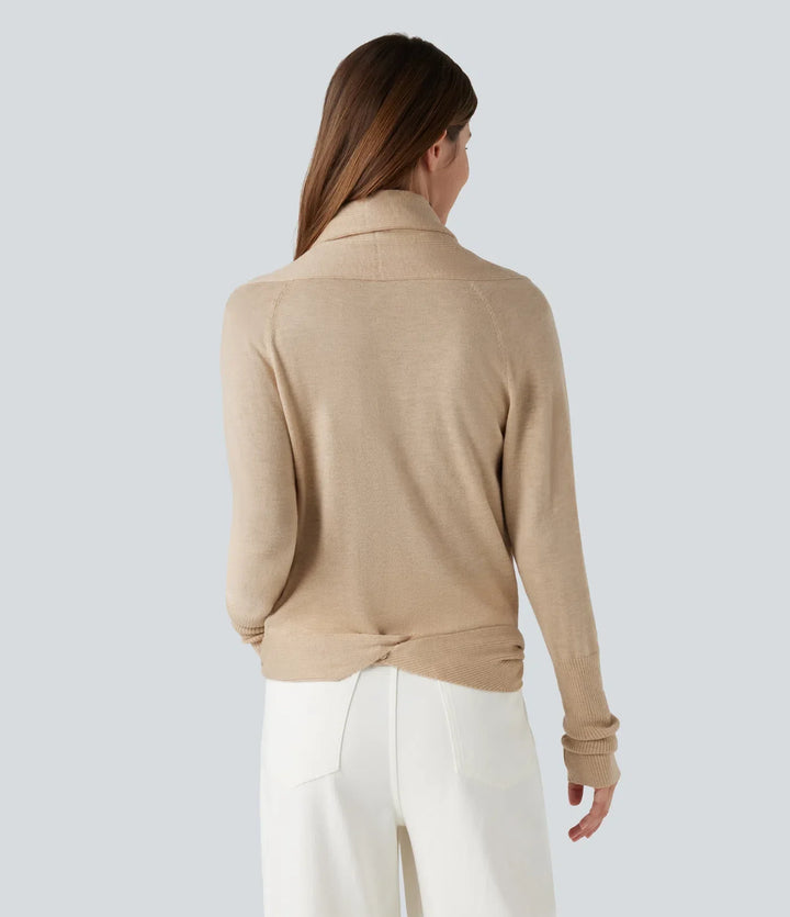 Långärmad omlott vardaglig cardigan