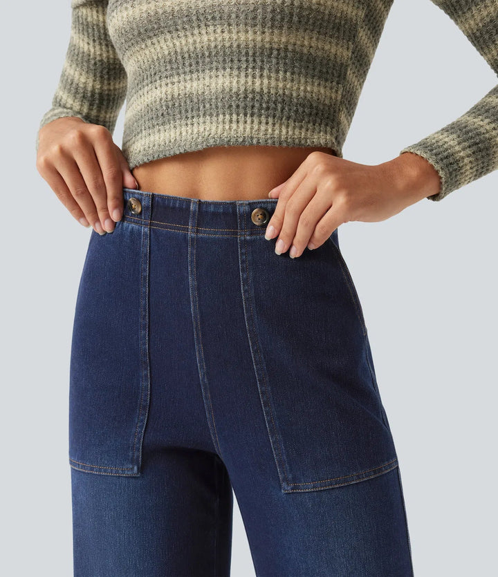 Lyckera Flex högmidjad jeans med vida ben med fickor