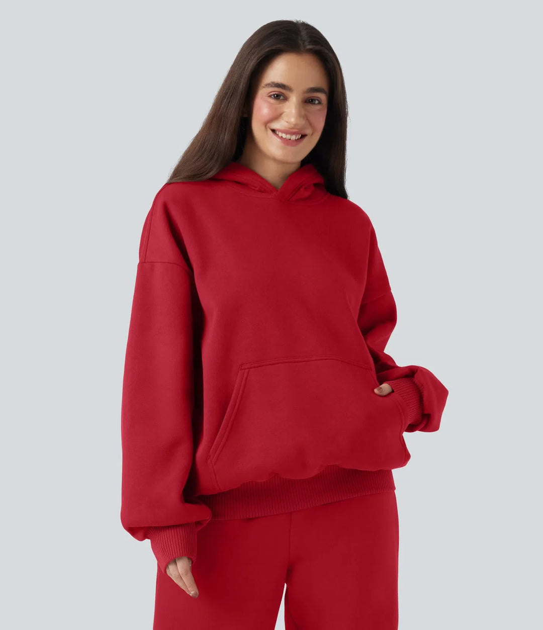 Med huva långärmad fleece vardaglig bomull sweatshirt med fickor