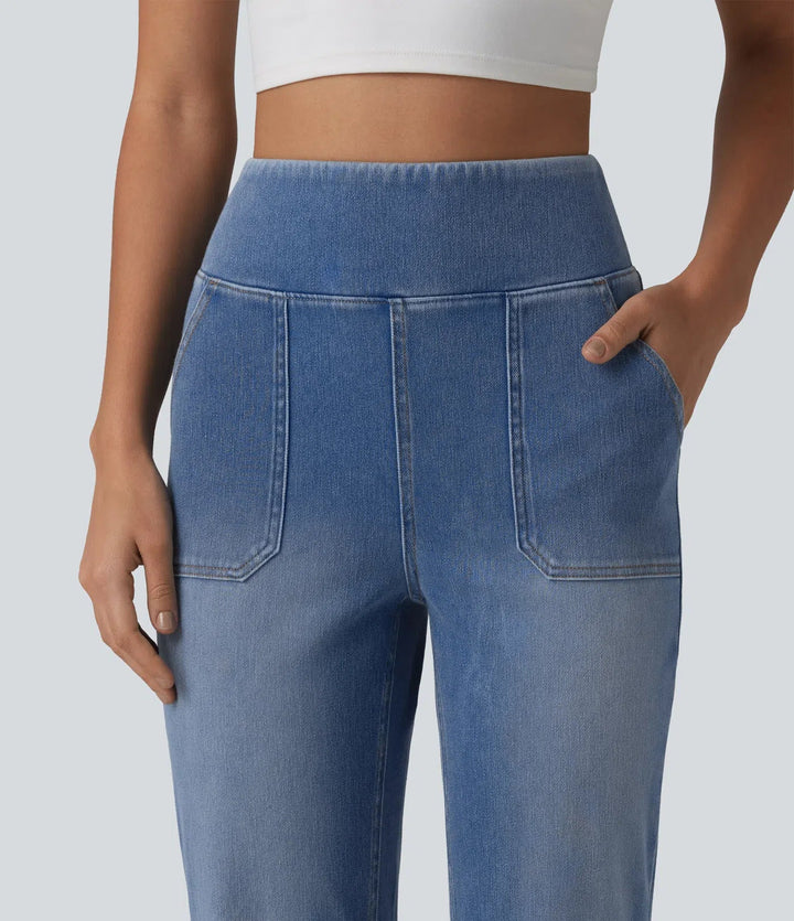 Halara Flex med hög midja och magkontroll bootcut vardagsjeans med fickor