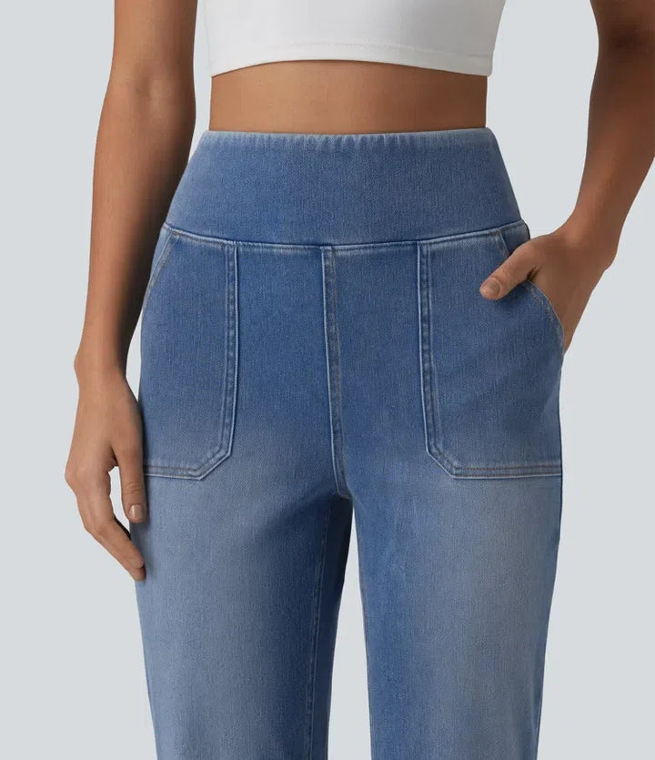 Halara Flex med hög midja och magkontroll bootcut vardagsjeans med fickor
