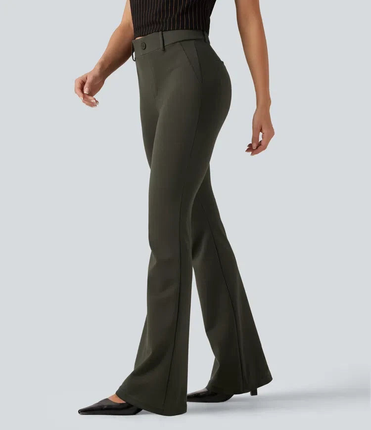 Halara Flex med medelhög midja bootcut kontorsbyxor med fickor