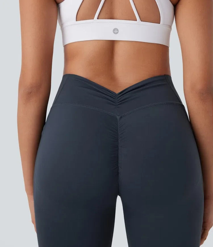 Halara UltraSculpt med hög midja och magkontroll rumplyftande rynklad ficka formande yogaleggings